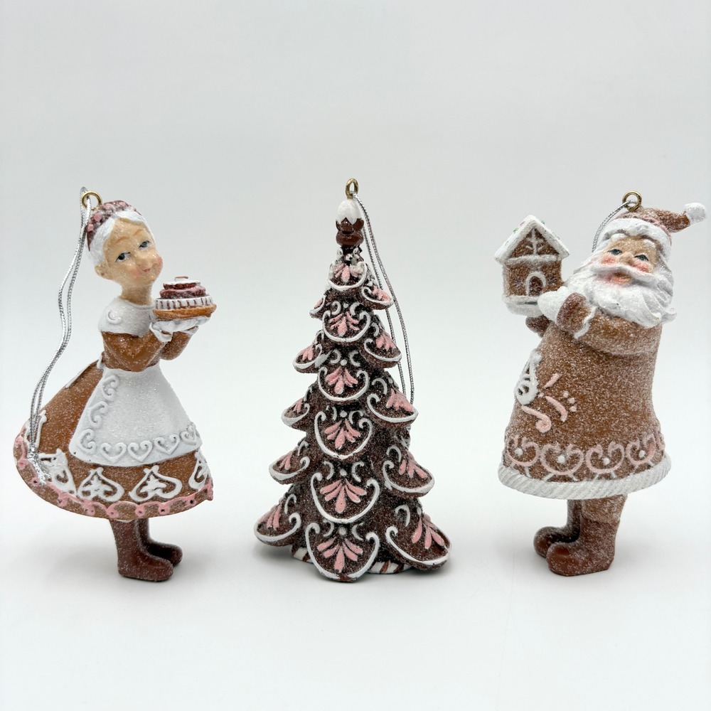 Peppermint Place Gingerbread Christmas Ornaments Santa Baker Tree Mrs Claus Set - Picture 2 of 9